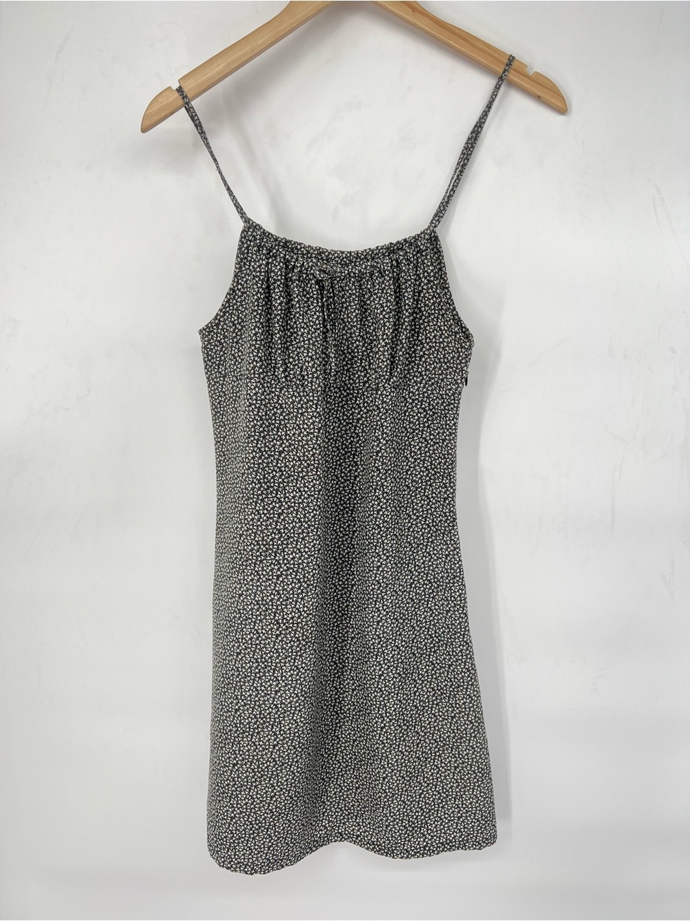 Burberry Black and White Mini Slip Dress with Ditsy Print